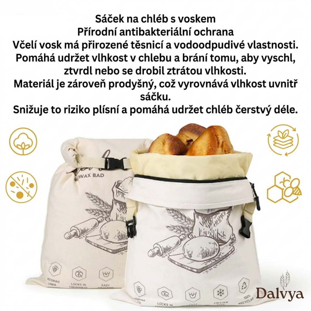 Bio sáček na chléb s včelím voskem – 100% bavlna