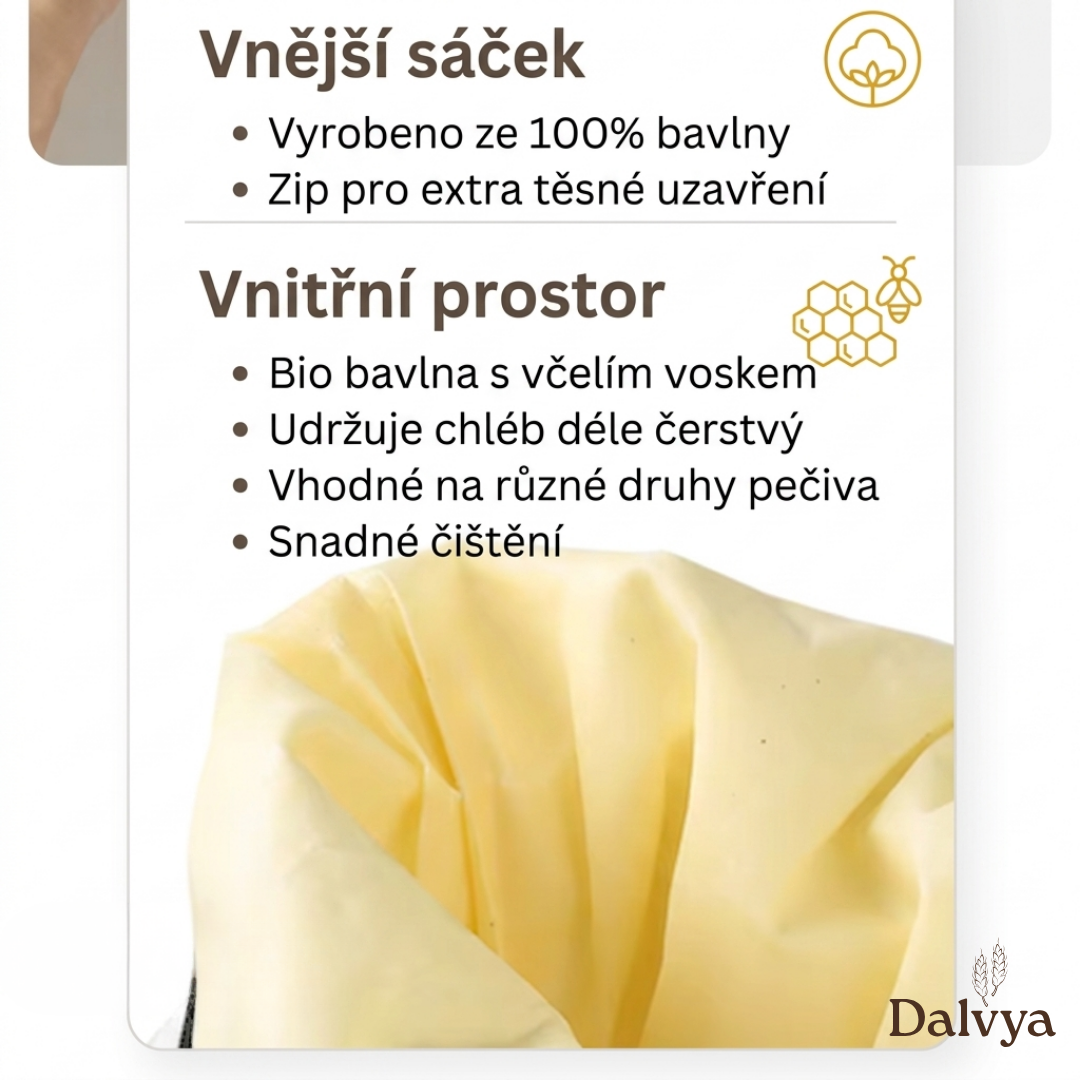 Bio sáček na chléb s včelím voskem – 100% bavlna
