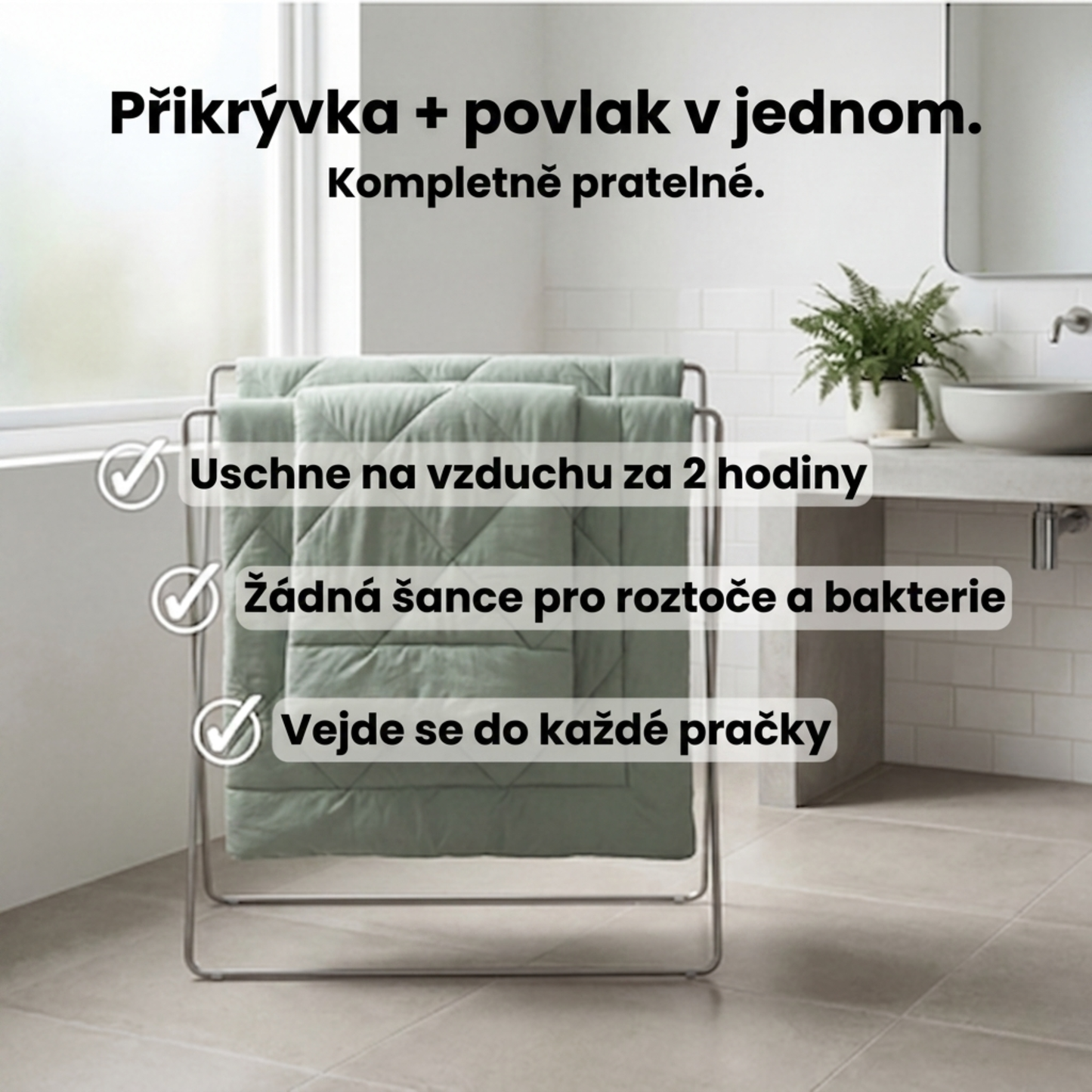 Přikrývka KlidnáNoc® – Rychleschnoucí 2v1 přikrývka, díky které už nepotřebujete povlečení.