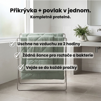 Přikrývka KlidnáNoc® – Rychleschnoucí 2v1 přikrývka, díky které už nepotřebujete povlečení.