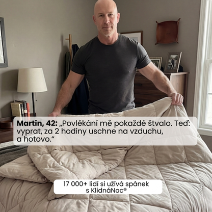Přikrývka KlidnáNoc® – Rychleschnoucí 2v1 přikrývka, díky které už nepotřebujete povlečení.