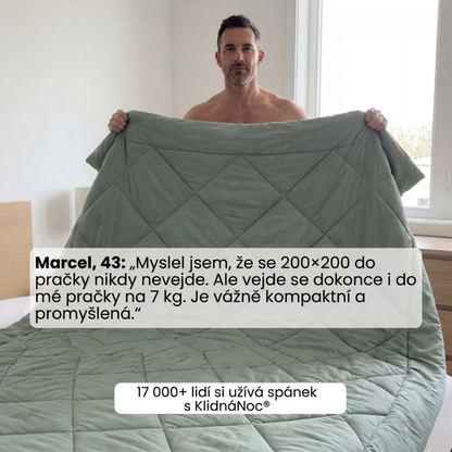 Přikrývka KlidnáNoc® – Rychleschnoucí 2v1 přikrývka, díky které už nepotřebujete povlečení.