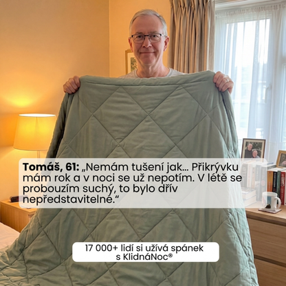 Přikrývka KlidnáNoc® – Rychleschnoucí 2v1 přikrývka, díky které už nepotřebujete povlečení.