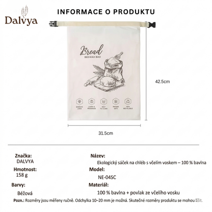 Bio sáček na chléb s včelím voskem – 100% bavlna